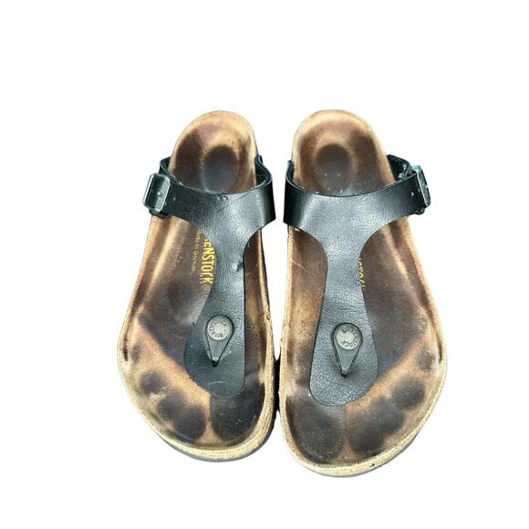 Birkenstock Black Suede Leather Gizeh Birko-Flor Thong Sandals Size 6 - 61/2 - Picture 2 of 9